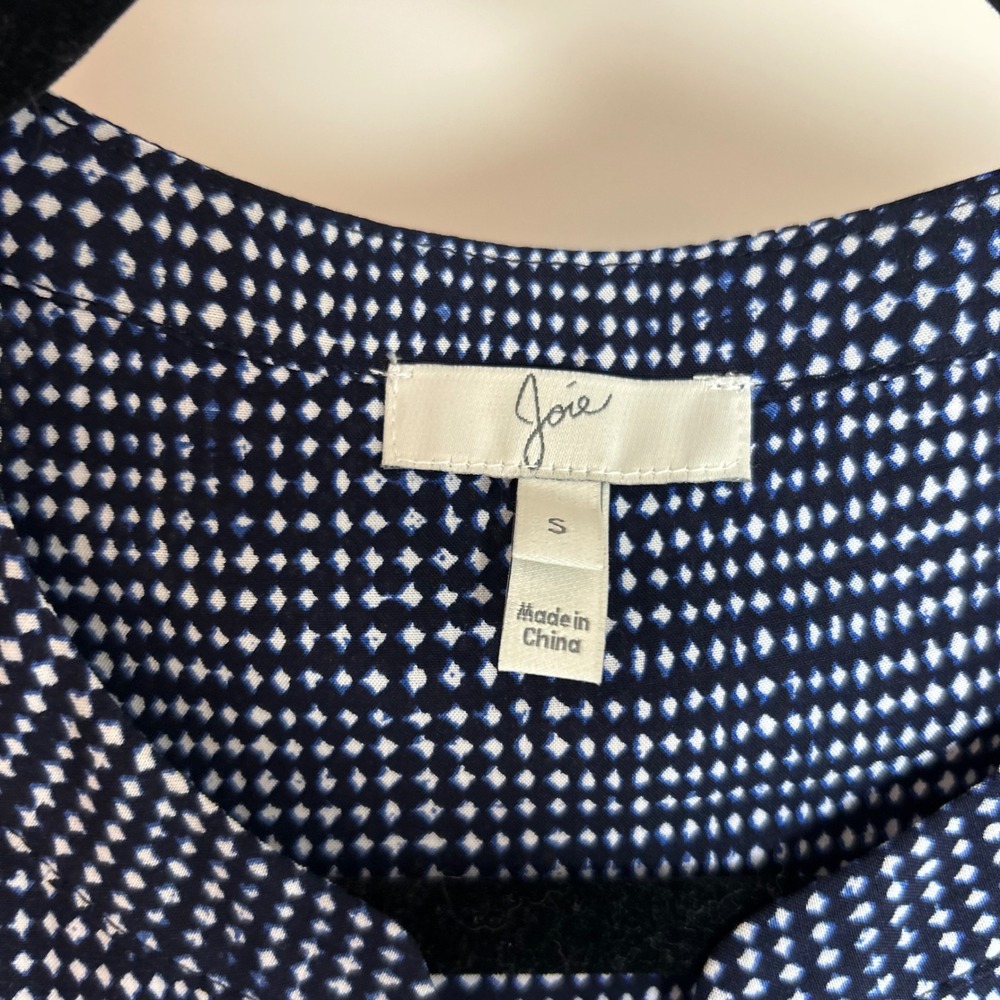 Joie Acey Navy White Polka Dot Button Front Shirtdress Elastic Waist Size S - Picture 3 of 6